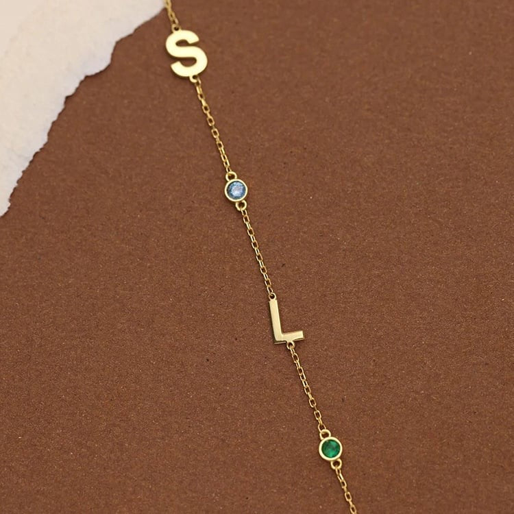Single Letter Birthstone Necklace