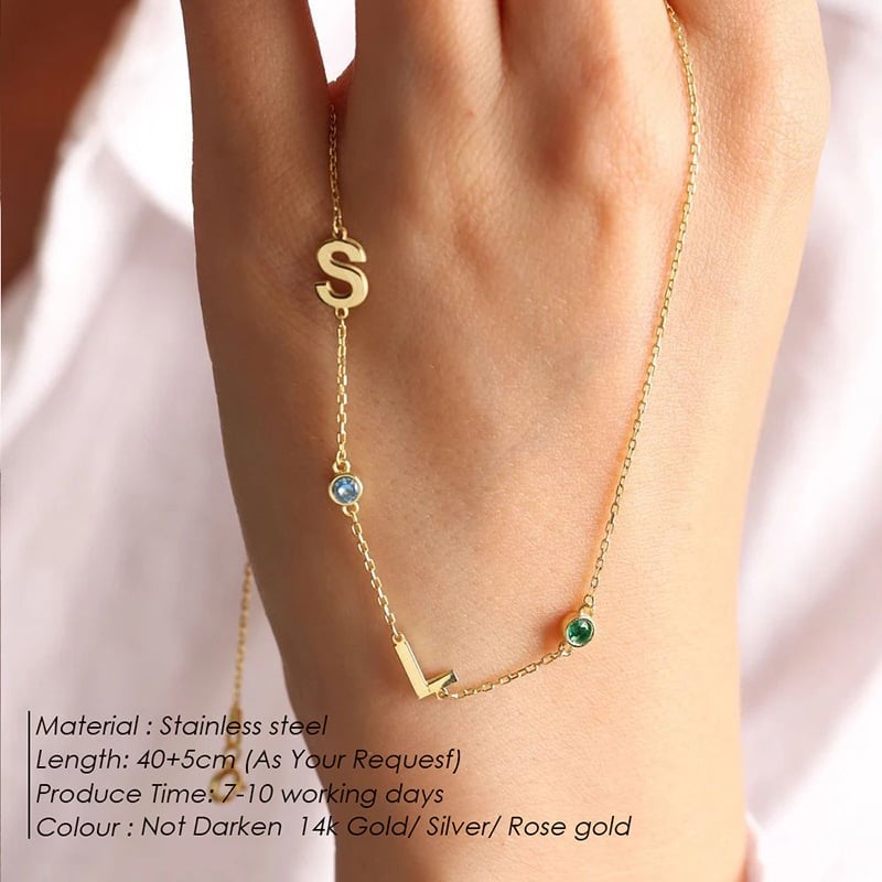 Single Letter Birthstone Necklace